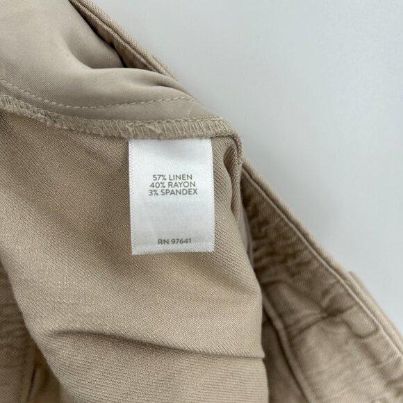 J. JILL Women's Khaki Tan Linen Blend Stretch Straight Leg Office Pants Size 8 - Picture 7 of 7
